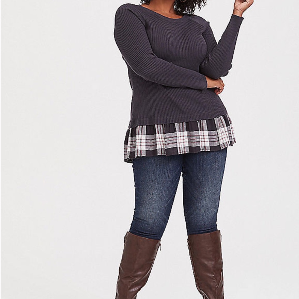 Nwt Torrid Grey Pullover Sweater layered - Picture 3 of 5